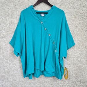 Oh My Gauze Button 2 Top Women Size 2 Reef Teal Cotton Asymmetrical Boho